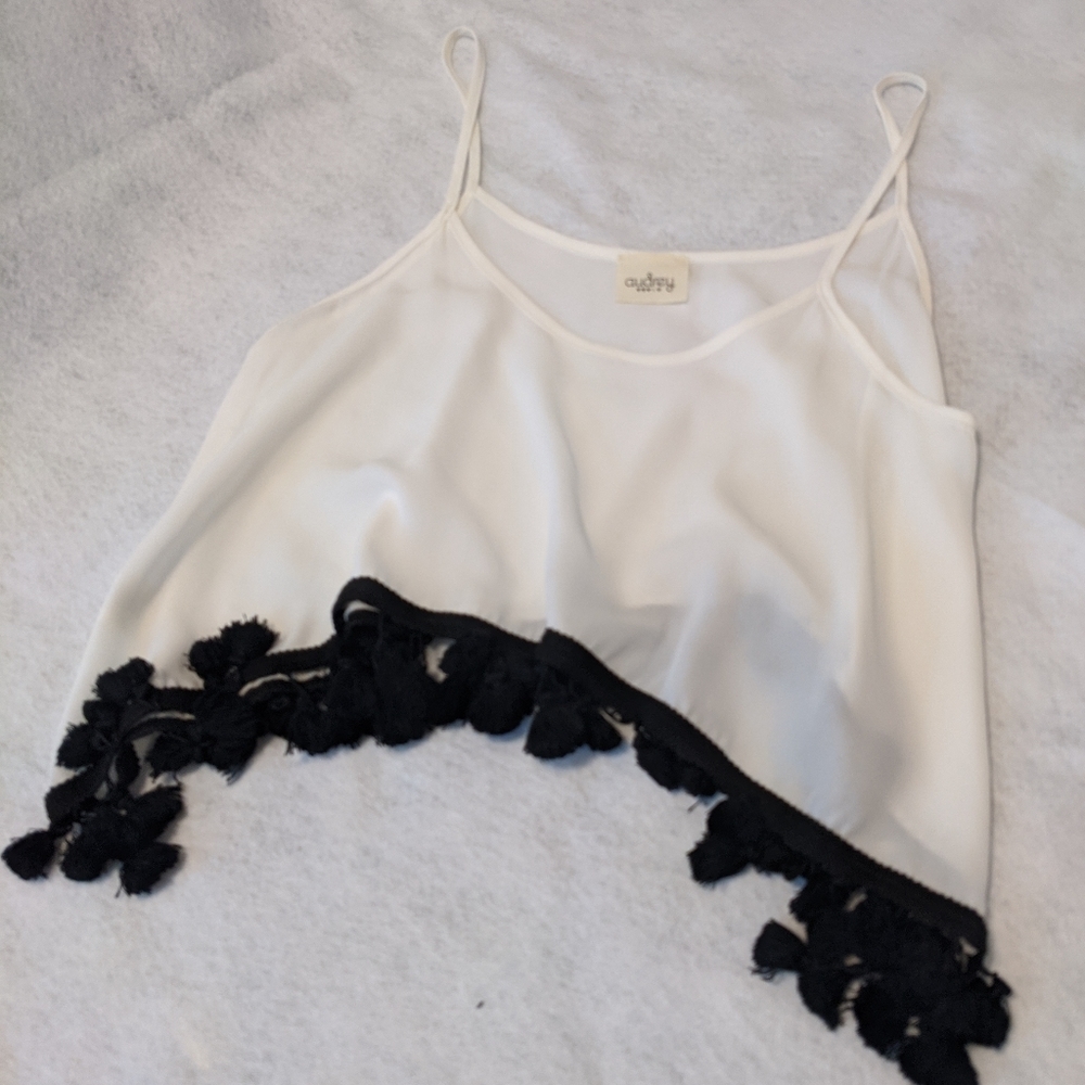 Crop Top White Pom Poms